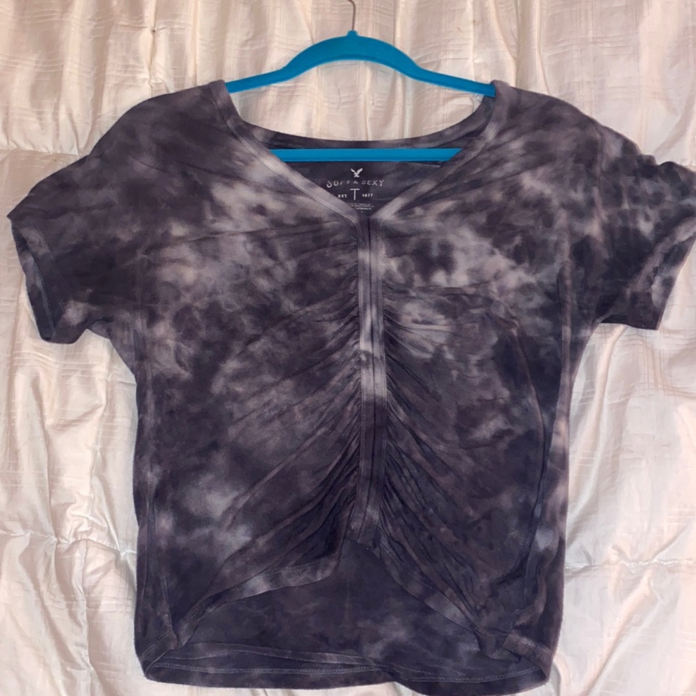 American Eagle soft and sexy crop top. grey and white tie dye. size small.